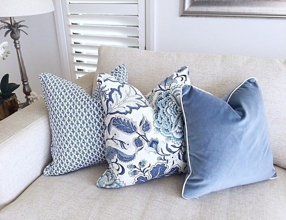 Hamptons Style Cushions Linen Cushions Jacobean Pillows - Etsy | Etsy (US)