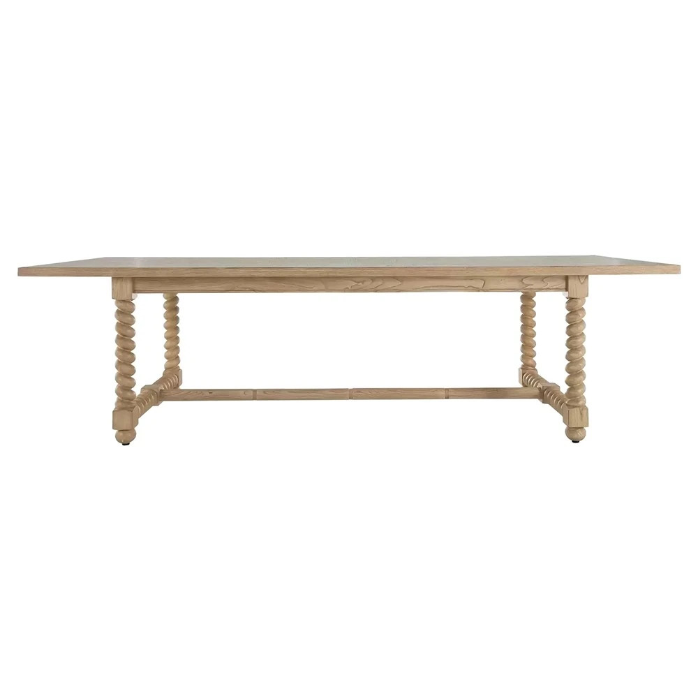 Ferdinand French Country Natural Brown Oak Rectangular Spindle Dining Table - 84" | Kathy Kuo Home