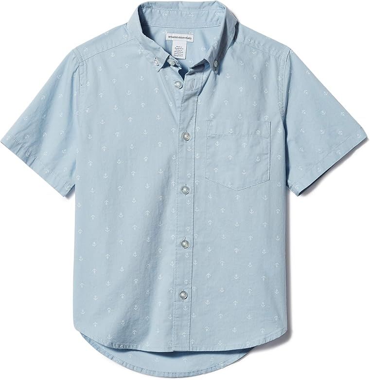 Amazon Essentials Boys and Toddlers' Short-Sleeve Woven Poplin Chambray Button-Down Shirt | Amazon (US)