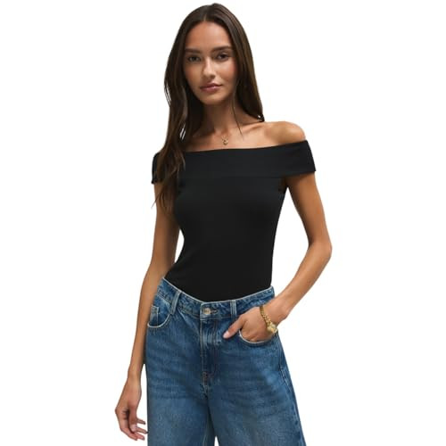 Z SUPPLY Women's Second Skin Off Shoulder Top Black XL | Amazon (US)