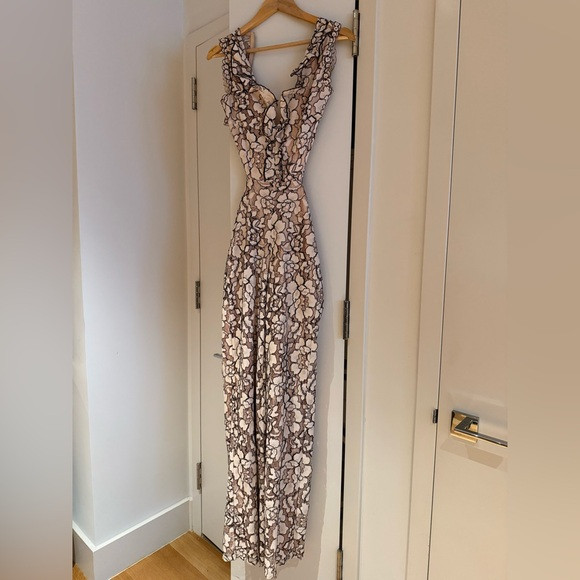 Alexis Floral Maxi Jumpsuit in Cream, Pink and Brown | Poshmark