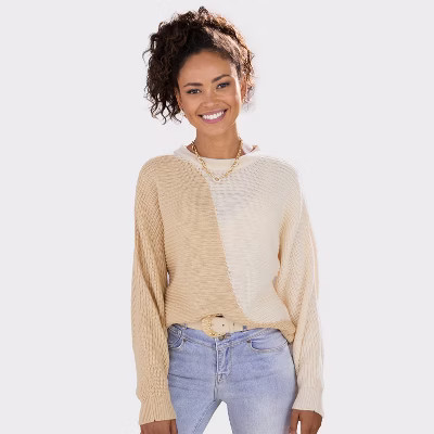 Women's Color Block Sweater - LASCANA - Beige Sand Color Block 8/10 | Target