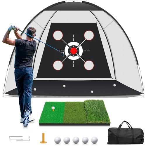 Golf Net with Practice Mat,Golf Hitting Aid Nets 10x7FT for Backyard Driving Chipping Training Sw... | Amazon (US)