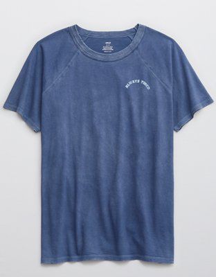 Mama By Aerie™ Distressed Raglan Boyfriend T-Shirt | American Eagle Outfitters (US & CA)