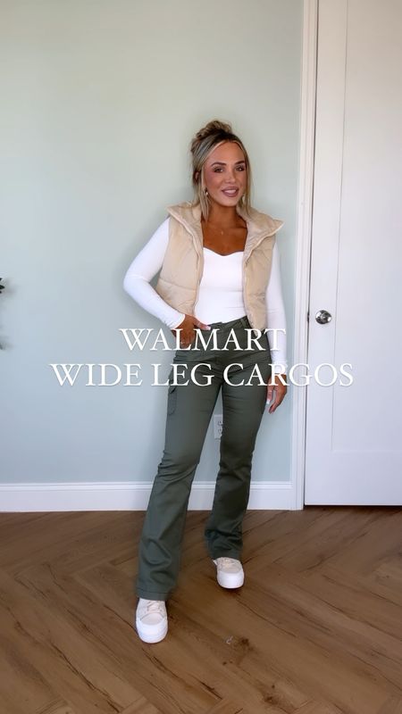 Cargo pants are juniors sizing. I wear a size 2 I size up to a size 5 in these I definitely recommend sizing up. Buttery, soft bodysuit size small. vest, size small. Sneakers TTS 

#LTKstyletip #LTKfindsunder50 #LTKSeasonal
