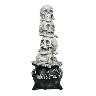 38 in. Halloween Stacked Skulls Cauldron | The Home Depot