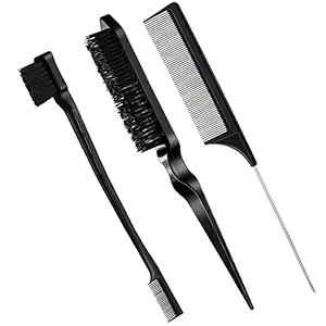 Geiserailie 3 Pcs Slick Brush Set Bristle Hair Brush Teasing Comb Edge Hair Brush Grooming Combs ... | Amazon (US)