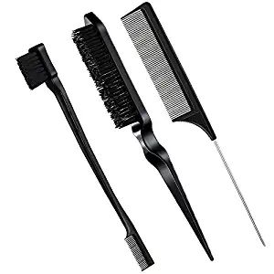 Geiserailie 3 Pcs Slick Brush Set Bristle Hair Brush Teasing Comb Edge Hair Brush Grooming Combs ... | Amazon (US)