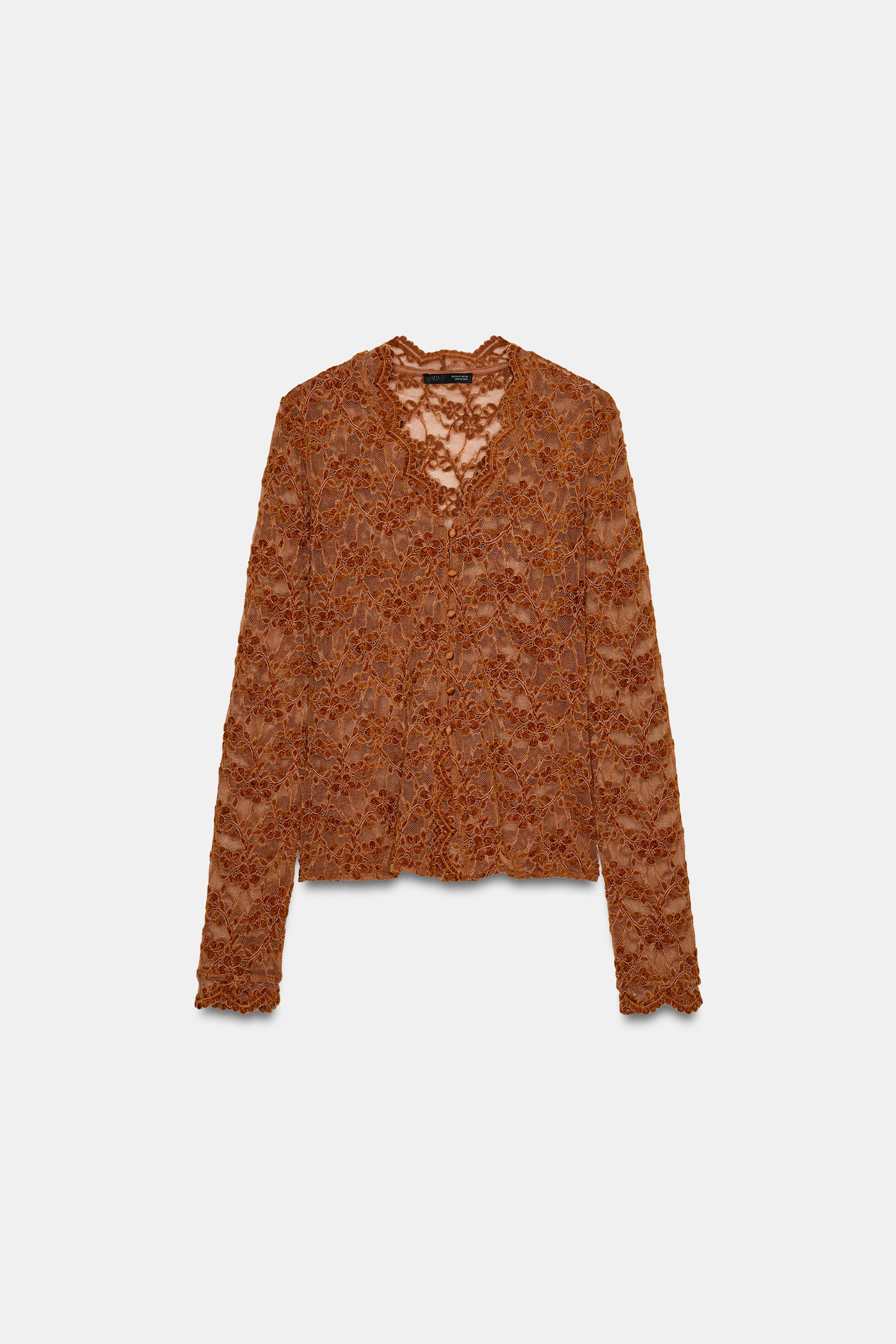 LACE BUTTON-UP TOP | Zara UK