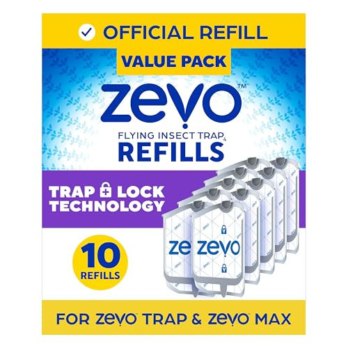 Zevo Flying Insect Trap Refill - for The Zevo MAX & Standard Indoor Fly Trap - Catch Gnats, House & Fruit Flies - Easy to Use - Mess-Free Disposal (10 Refill Cartridges) | Amazon (US)