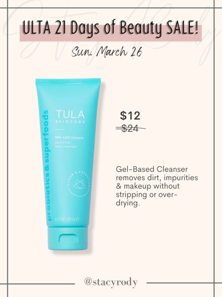 Ulta beauty sale deal today! 
Tula cleanser 50% off 

#LTKsalealert #LTKunder50 #LTKbeauty