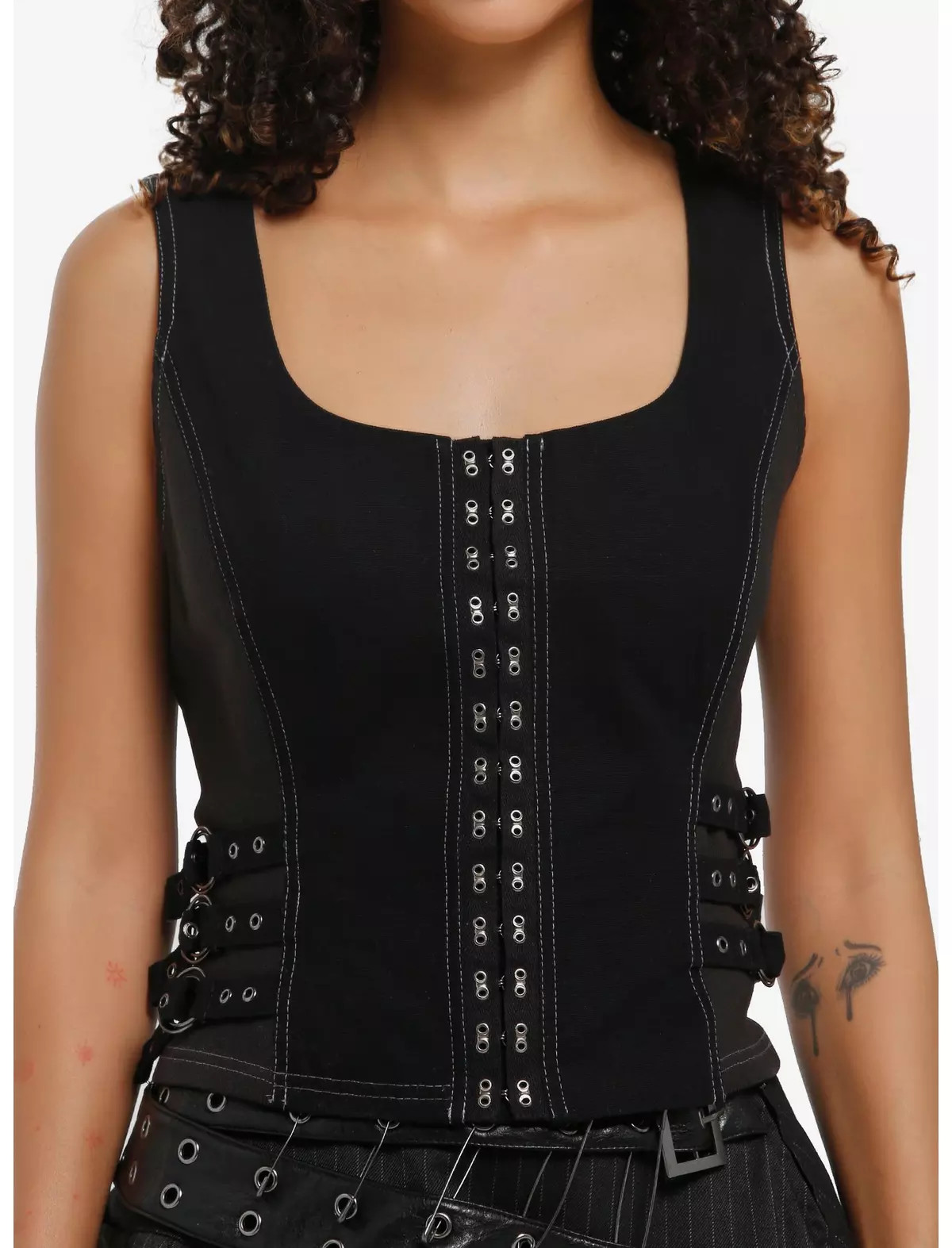 Social Collision Black Hook & Eye Girls Tank Top | Hot Topic | Hot Topic