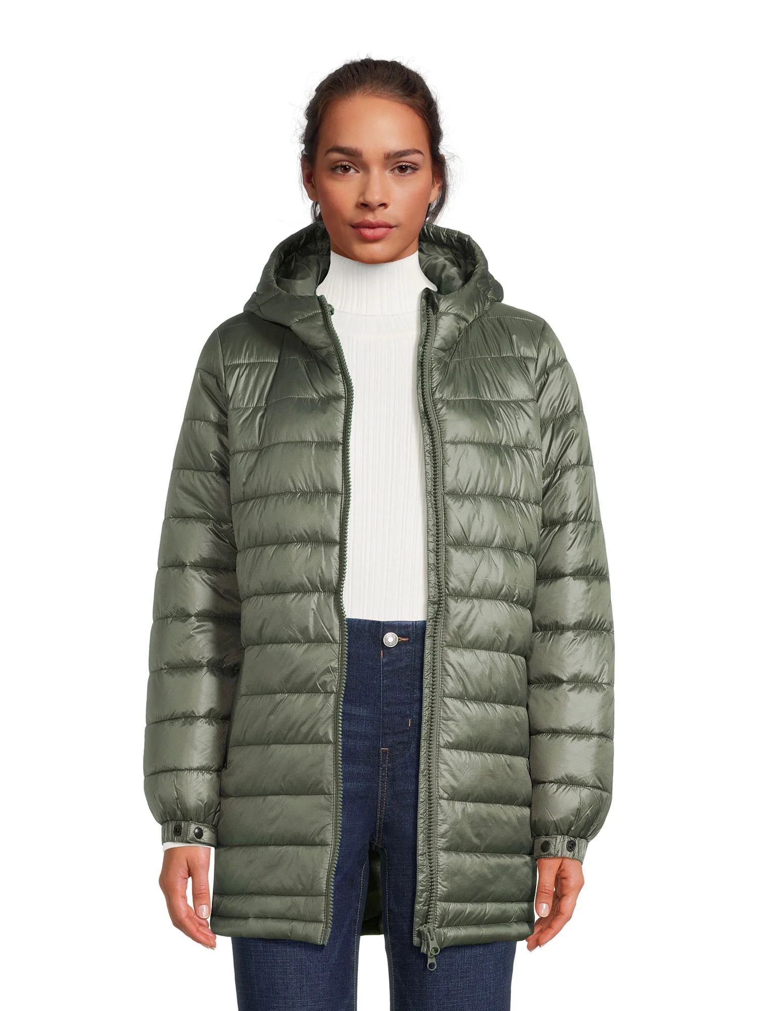 Swiss Tech Women's Hooded Mid Length Puffer Jacket, Sizes XS-3X | Walmart (US)