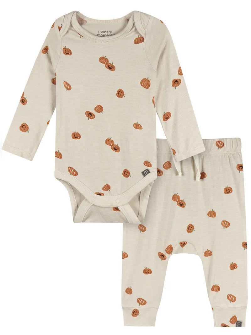 Modern Moments by Gerber Neutral Halloween Bodysuit and Pant Outfit Set, 2-Piece, Sizes Newborn -... | Walmart (US)