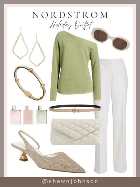 Elegance in every shade! Embrace the holiday magic with this chic ensemble from Nordstrom – white pants, a green off-shoulder top, and pumps. #NordstromStyle #HolidayElegance #ChicInWhiteAndGreen #FestiveFashion #WinterWonderWear #HolidayGlam #FashionInspiration



#LTKstyletip #LTKHoliday #LTKshoecrush