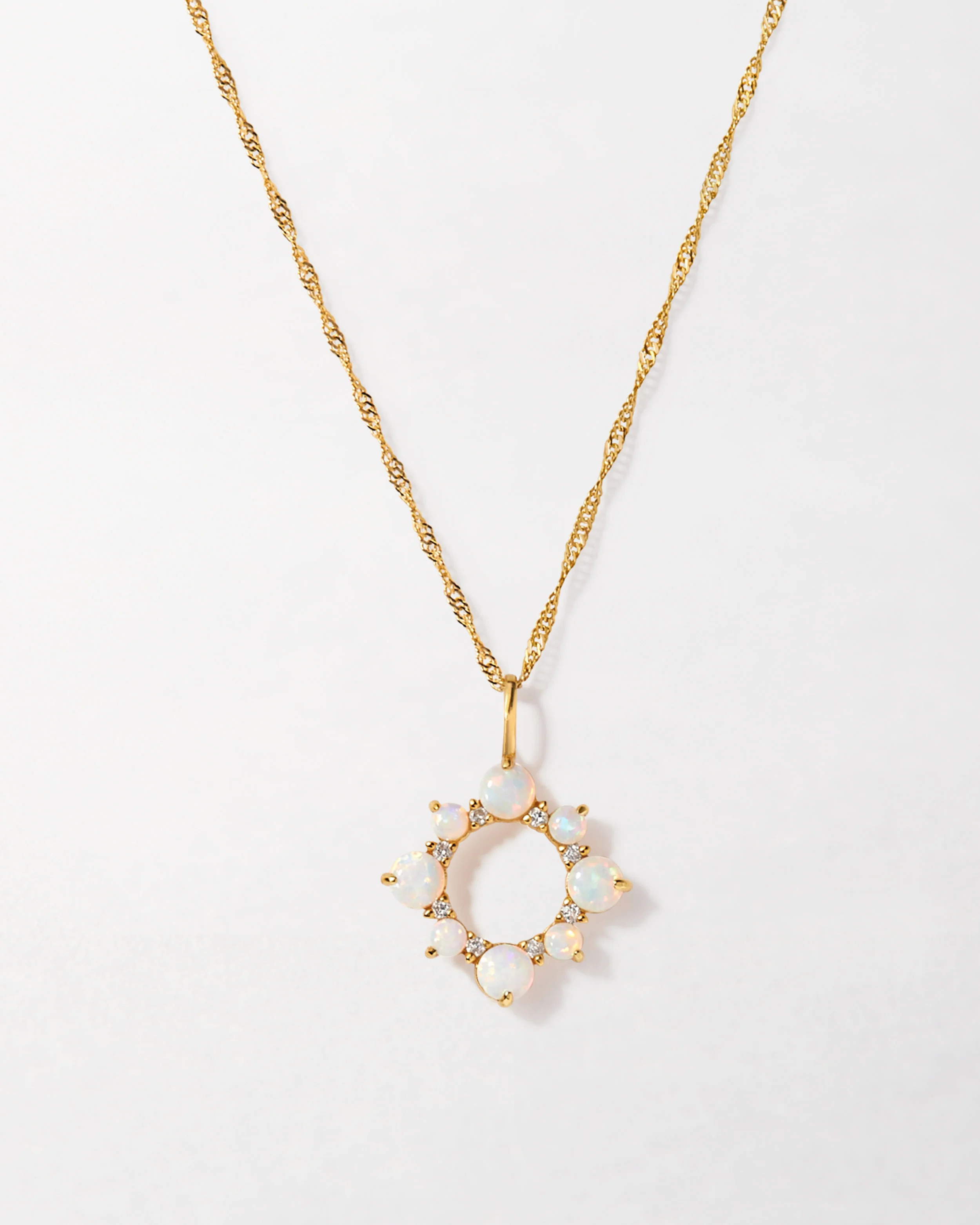 Solar Opal Necklace | 14ct Gold, Opal & Diamond Jewellery | EDGE of EMBER Ltd