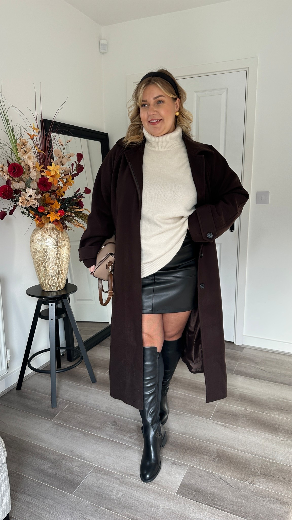 Mini skirt autumn outfit 
Coat size 18
Skirt size 16
Jumper XL

#LTKcurves #LTKstyletip #LTKautumn