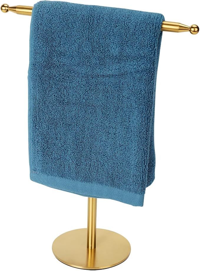 Amazon.com: Gold Hand Towel Holder Stand for Bathroom Vanity Countertop Stainless Steel T-Shape F... | Amazon (US)