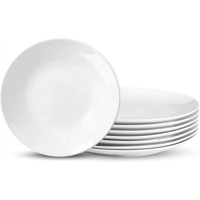White Ceramic Dinner Plates Set of 8, 10 inch, Salad Plates, Pizza Plates, Dinnerware Sets, Micro... | Walmart (US)