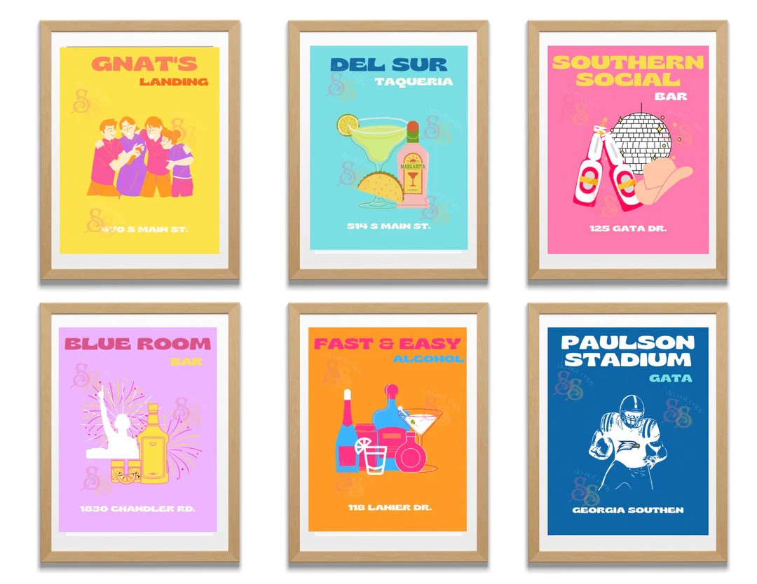 Georgia Southern University Preppy College Prints 6 Pack - Etsy | Etsy (US)