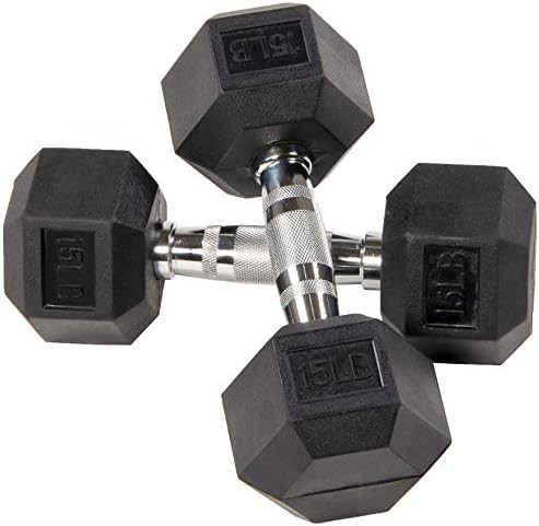 Amazon.com : Sporzon! Rubber Encased Hex Dumbbell, Pair, Black : Sports & Outdoors | Amazon (US)