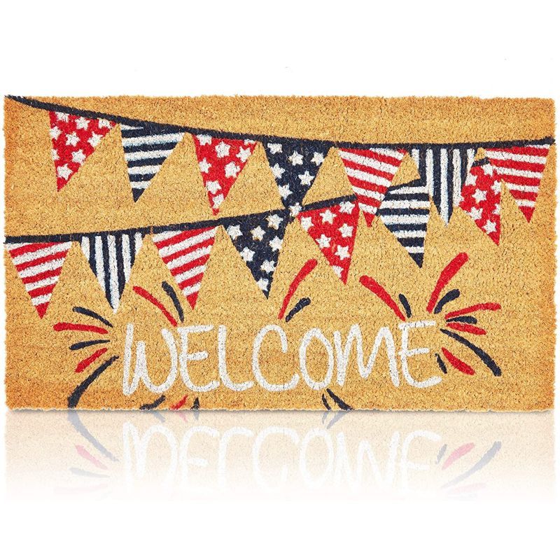 Juvale Patriotic Welcome Doormat, Nonslip Coco Coir Mat with Flag Design (17 x 30 in) | Target