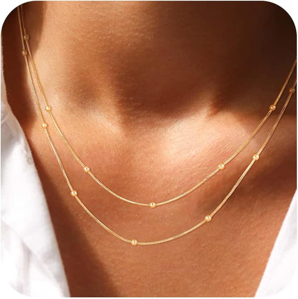 CHESKY 14k Gold Plated/Silver Plated Dainty Necklace for Women, Trendy Satellite Choker Necklace ... | Amazon (US)