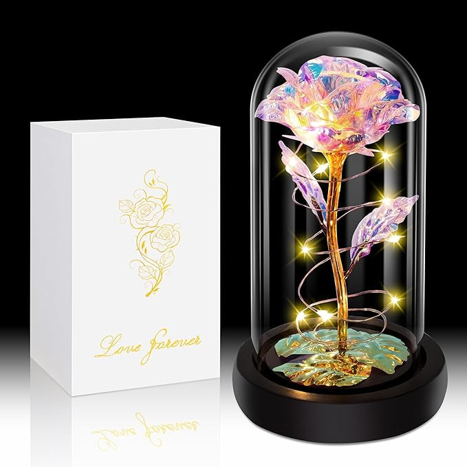 Birthday Gifts for Women,Christmas Rose Gifts for Women,Womens Glass Rose Gifts,Light Up Rose Flo... | Amazon (US)
