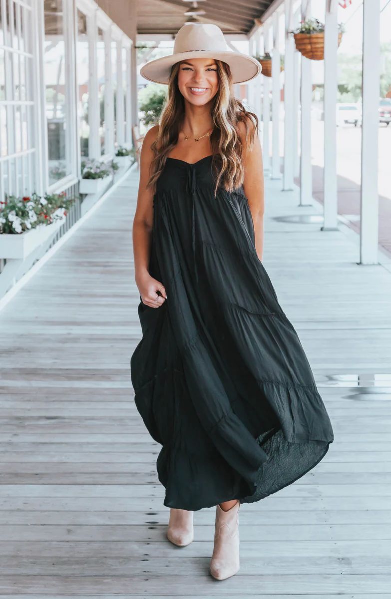 Dreamy Date Black Tiered Maxi Dress | Apricot Lane Boutique