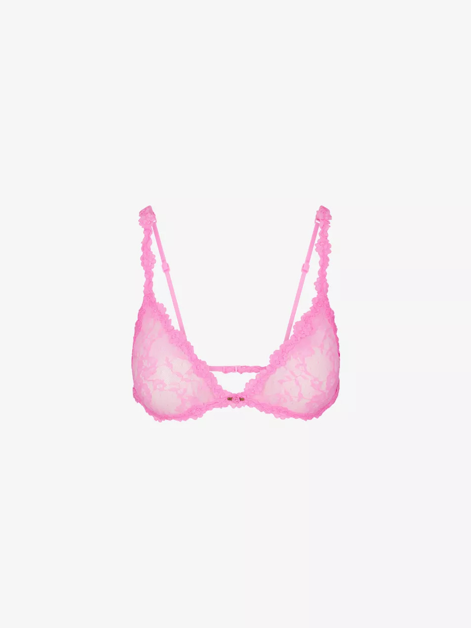 Rosette-Centre Stretch-Lace Triangle Bralette | Selfridges