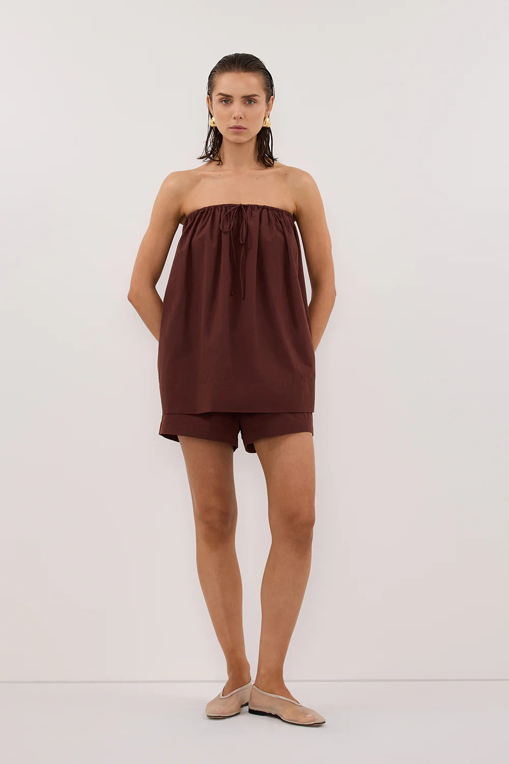 SOMMER CINNAMON POPLIN TOP | DISSH