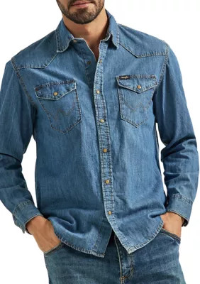 Wrangler® Men's Iconic Denim Button Down Shirt | Belk
