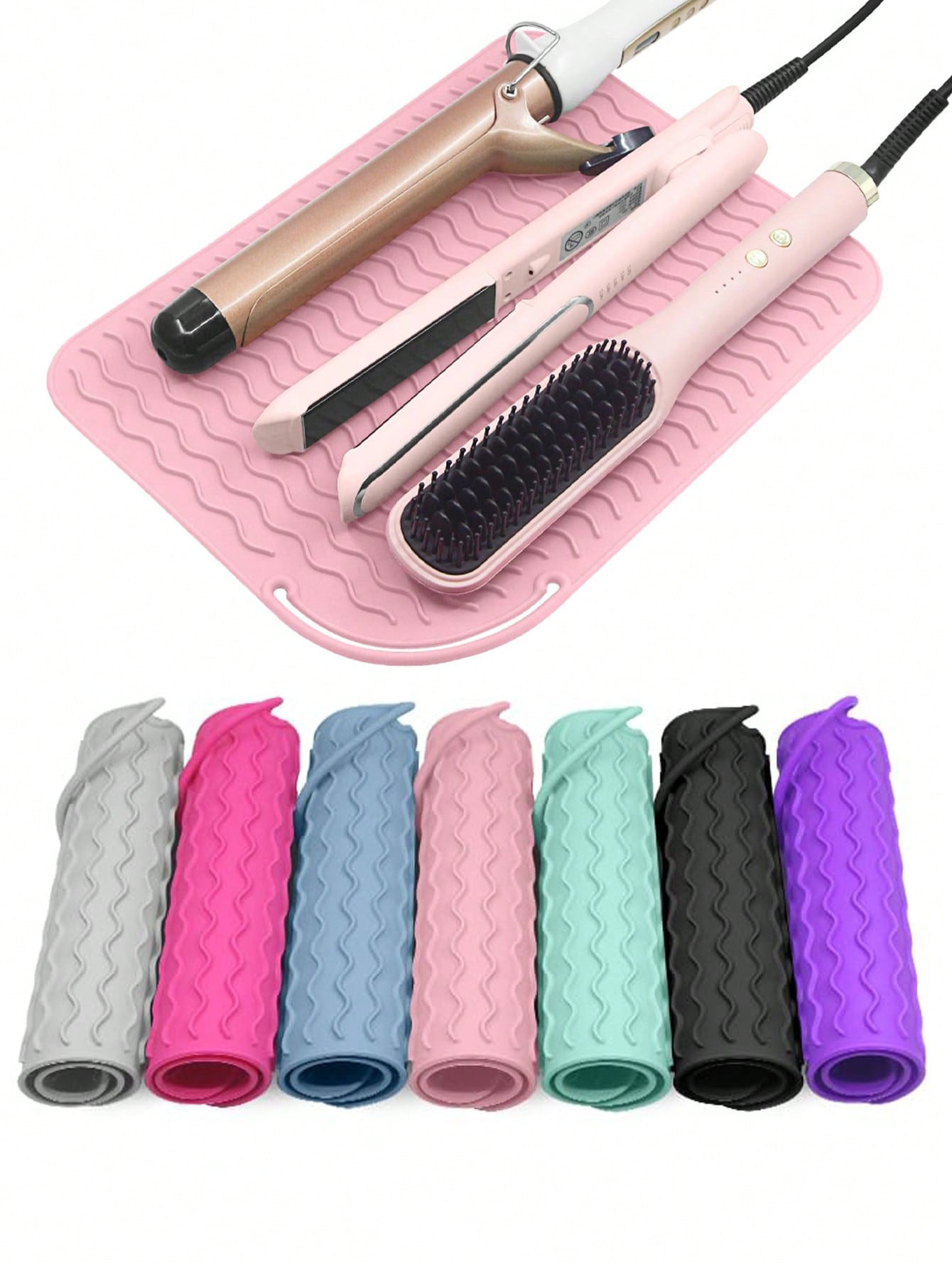 1pc Silicone Heat Resistant Pad, Portable Travel Hot Tool Mat Sleeve, Suitable For Curling Iron, ... | SHEIN