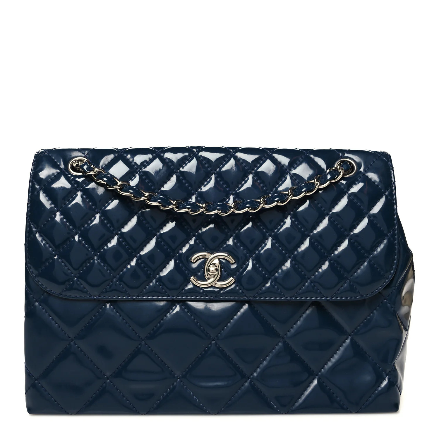 CHANEL Vinyl Quilted In the Business Flap Bag Navy Blue | FASHIONPHILE (US)