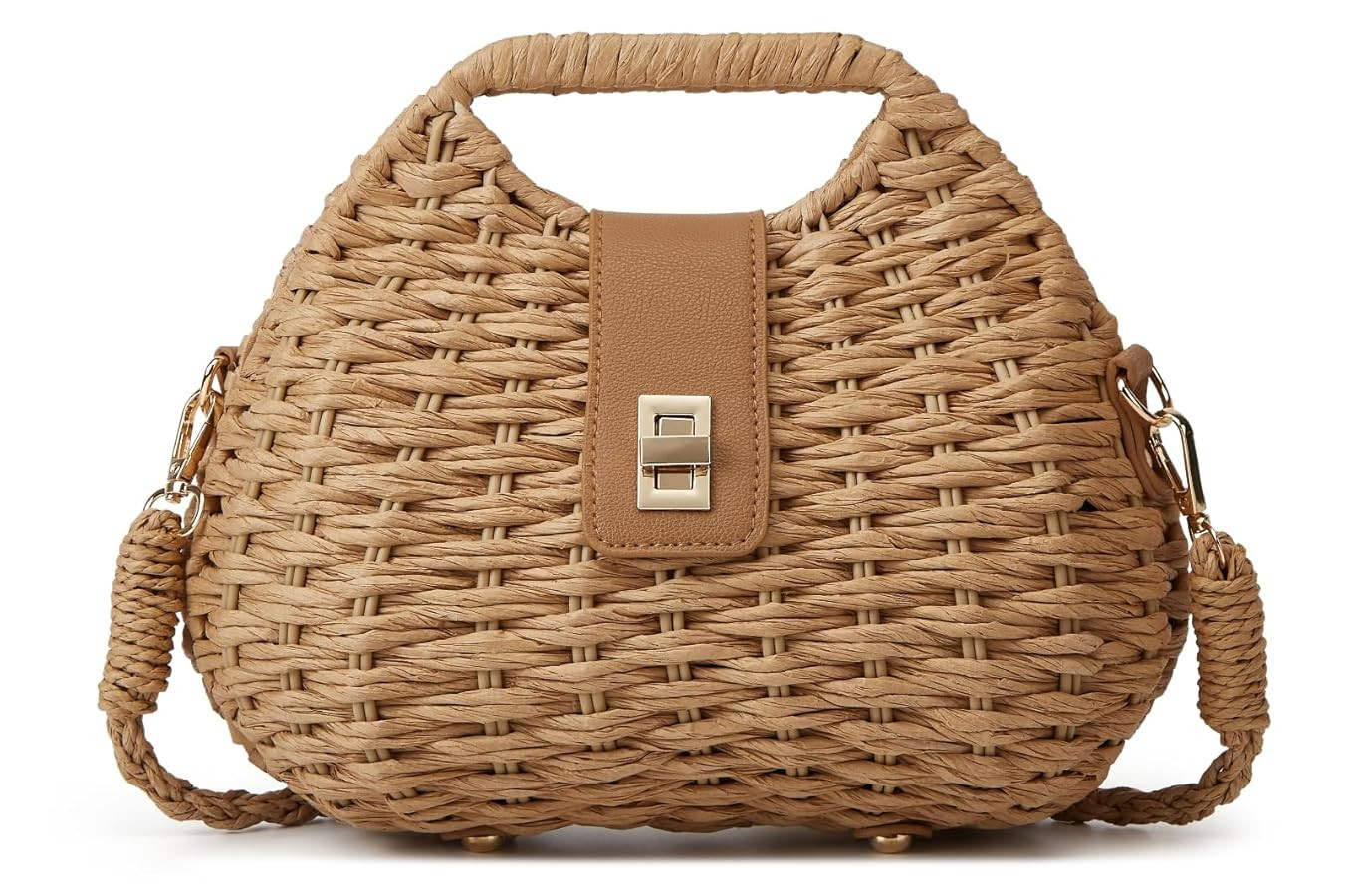 Handmade Straw Woven Bag Beach Clutch Purses Women Vacation Shell Shoulder Crossbody Summer Dumpl... | Amazon (US)