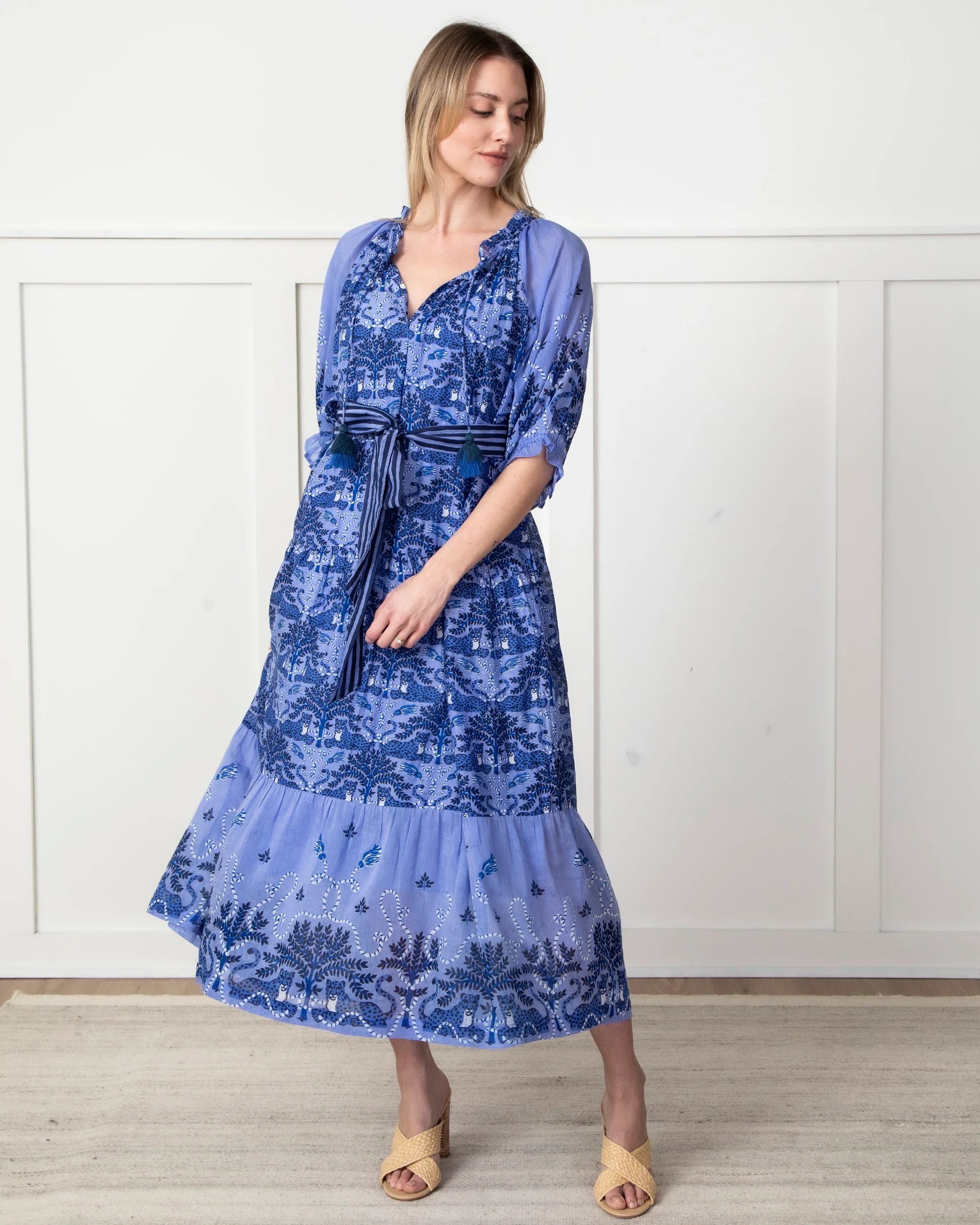 Charming Cheetahs - Vibrant Voyage Dress - Blue Hibiscus | Printfresh