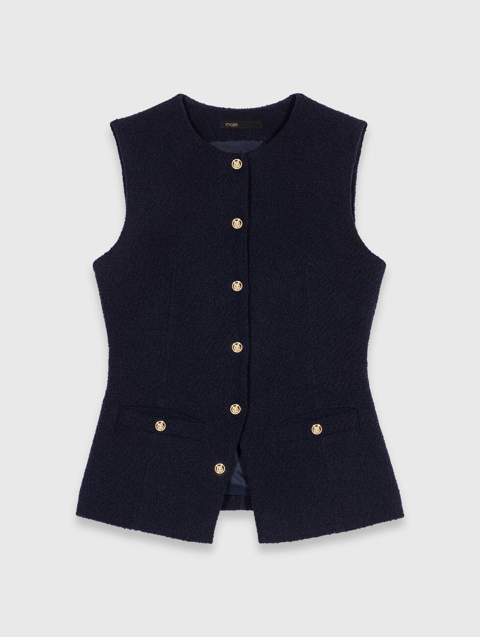 Sleeveless tweed jacket Blue for Women | Maje | Maje US