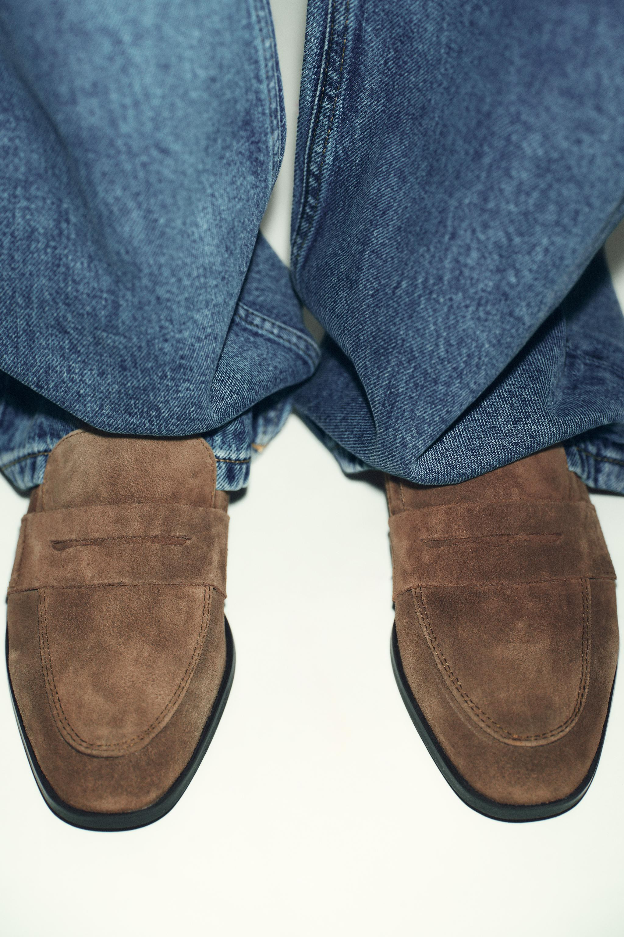 FLAT SPLIT SUEDE LOAFERS | Zara UK