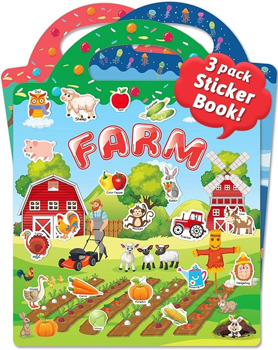 Benresive Reusable Sticker Book for Toddlers 2-4 Years, 3 Sets Travel Stickers for Kids, Waterpro... | Amazon (US)