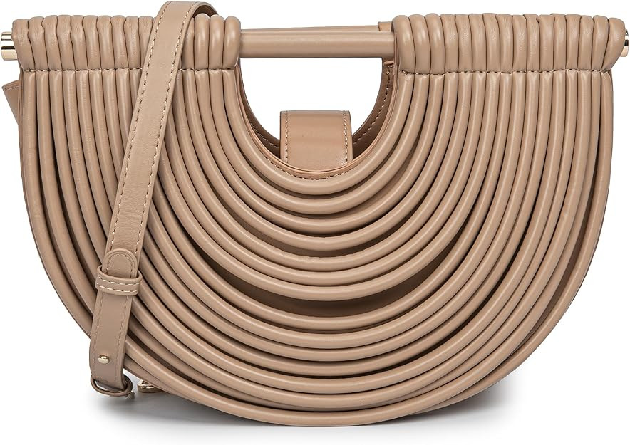 Trendy Woven Evening Clutch Purse Half Round Designer Shoulder/Crossbody Bag Top-Handle Satchel H... | Amazon (US)