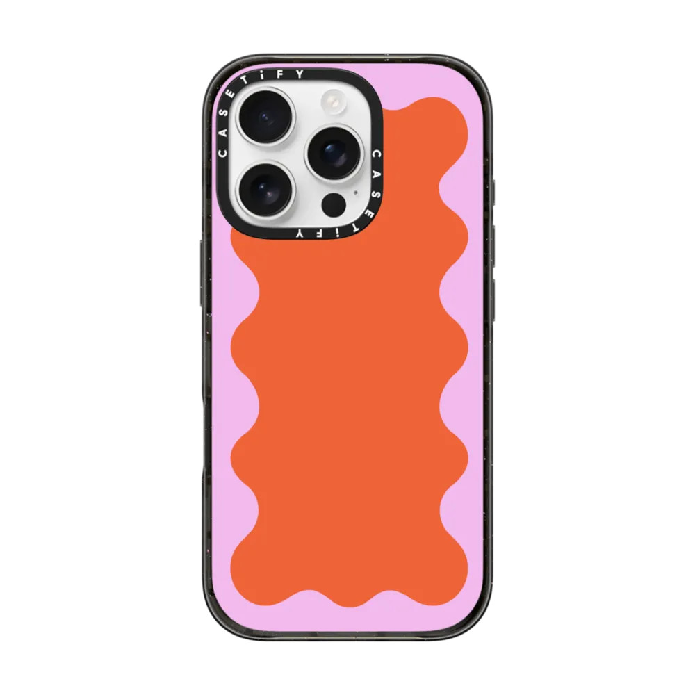Pink Wavy Border on Orange | Casetify