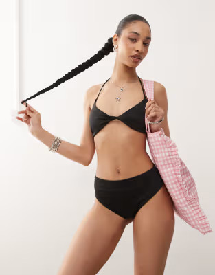 Weekday high waist bikini bottoms in black | ASOS (Global)