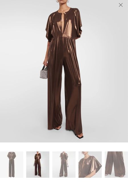 Coolest metallic jumpsuit and so incredibly comfortable!!! $225 pair with a great statement necklace, hoops and pull hair back in a bun for a 70s vibe 💋

#LTKHoliday #LTKstyletip #LTKparties