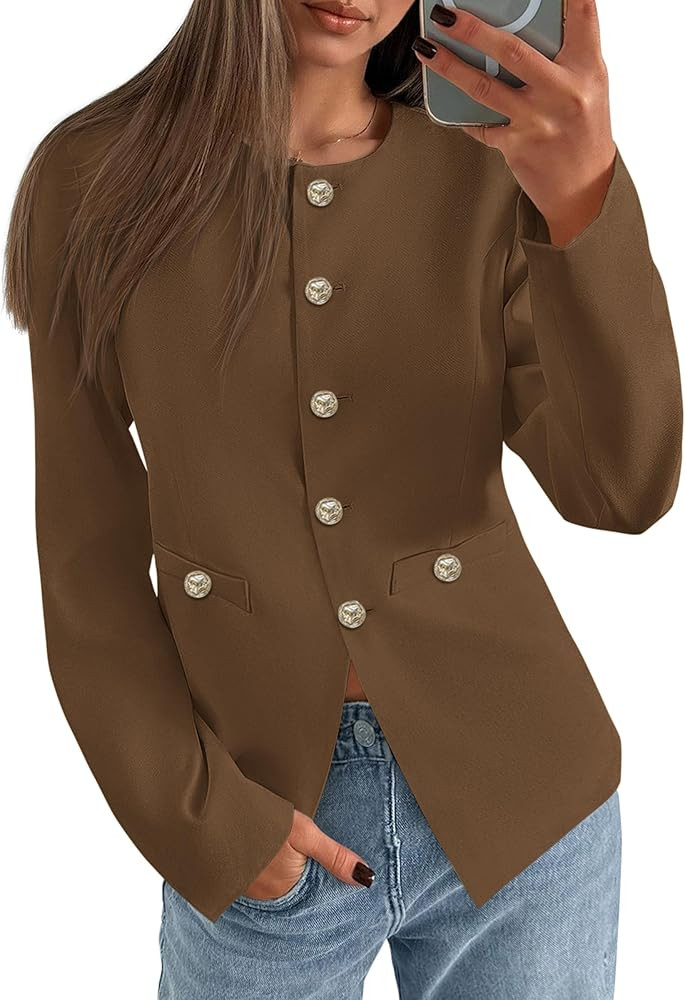 PRETTYGARDEN Women's 2025 Fall Blazers Button Down Fitted Lightweight Dressy Work Suit Jackets Tr... | Amazon (US)