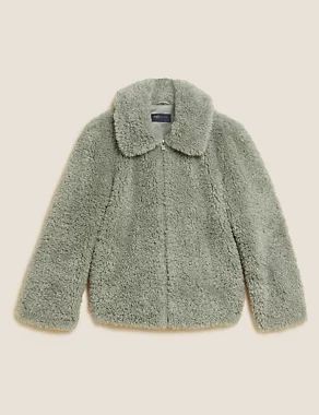 Faux Fur Textured Collared Jacket | M&S Collection | M&S | Marks & Spencer (UK)