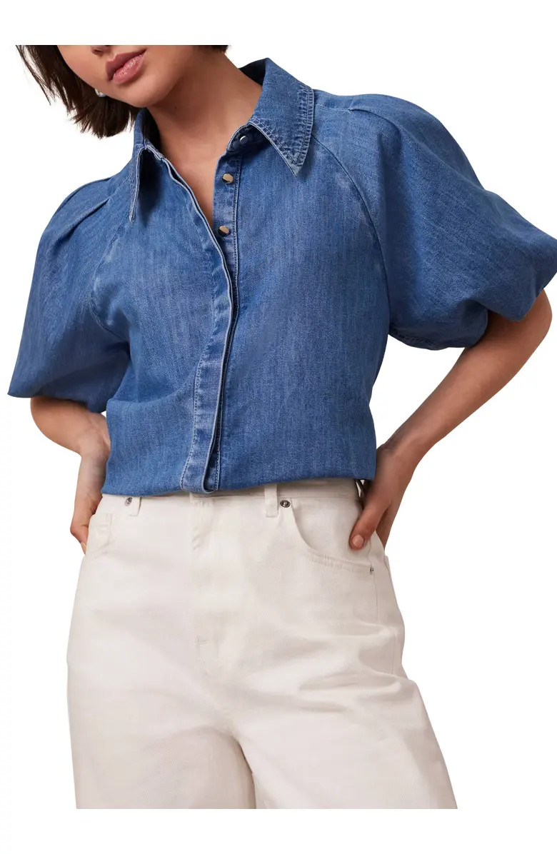 MINT VELVET Denim Puff Sleeve Shirt | Nordstrom | Nordstrom