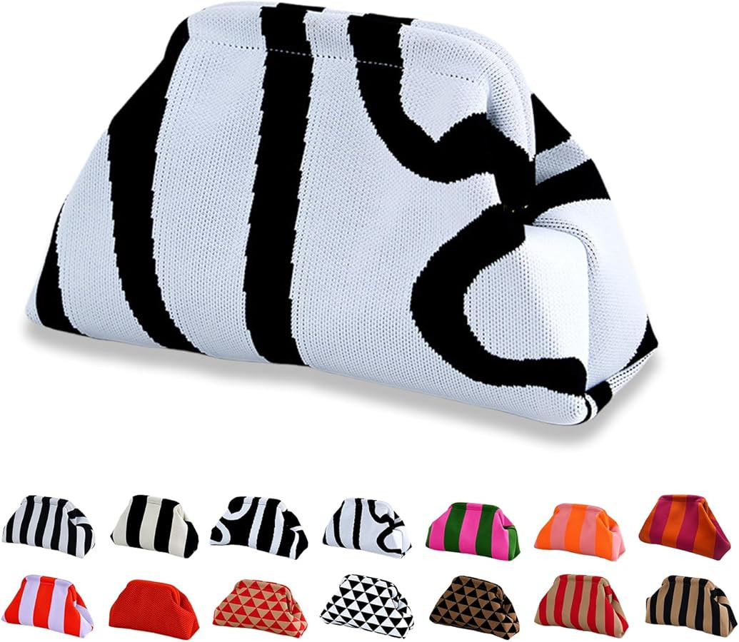 Summer Beach Dumpling Clutch Purses for Women, Woven Crochet Handbags Ruched Cloud Colorblock 202... | Amazon (US)