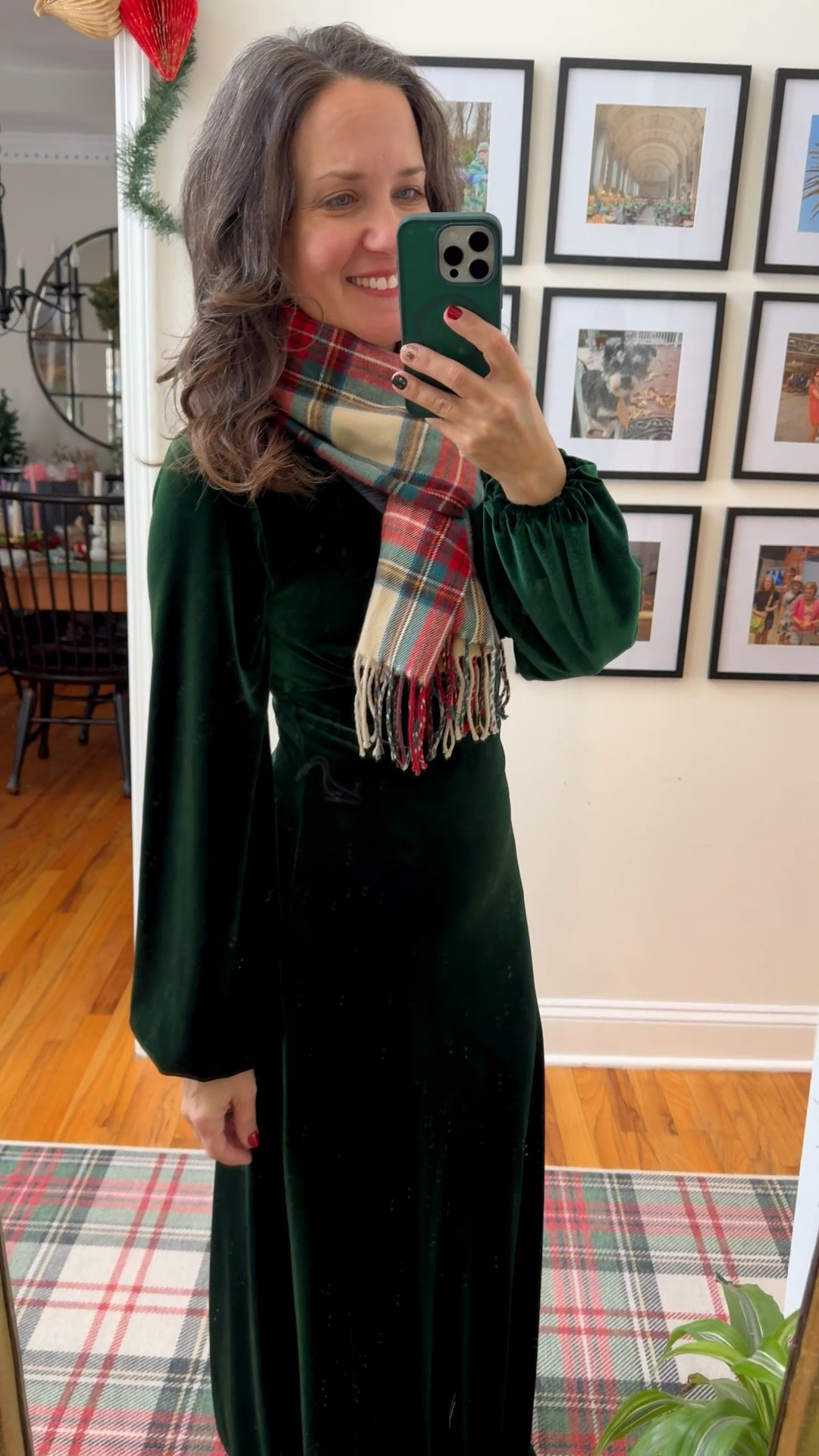 Holiday outfit I’ve worn for years! Dress is older ModCloth; linked similar. A maxi velvet dress comes in handy year after year for a Christmas outfit. 

#LTKHoliday #LTKOver40 #LTKSeasonal