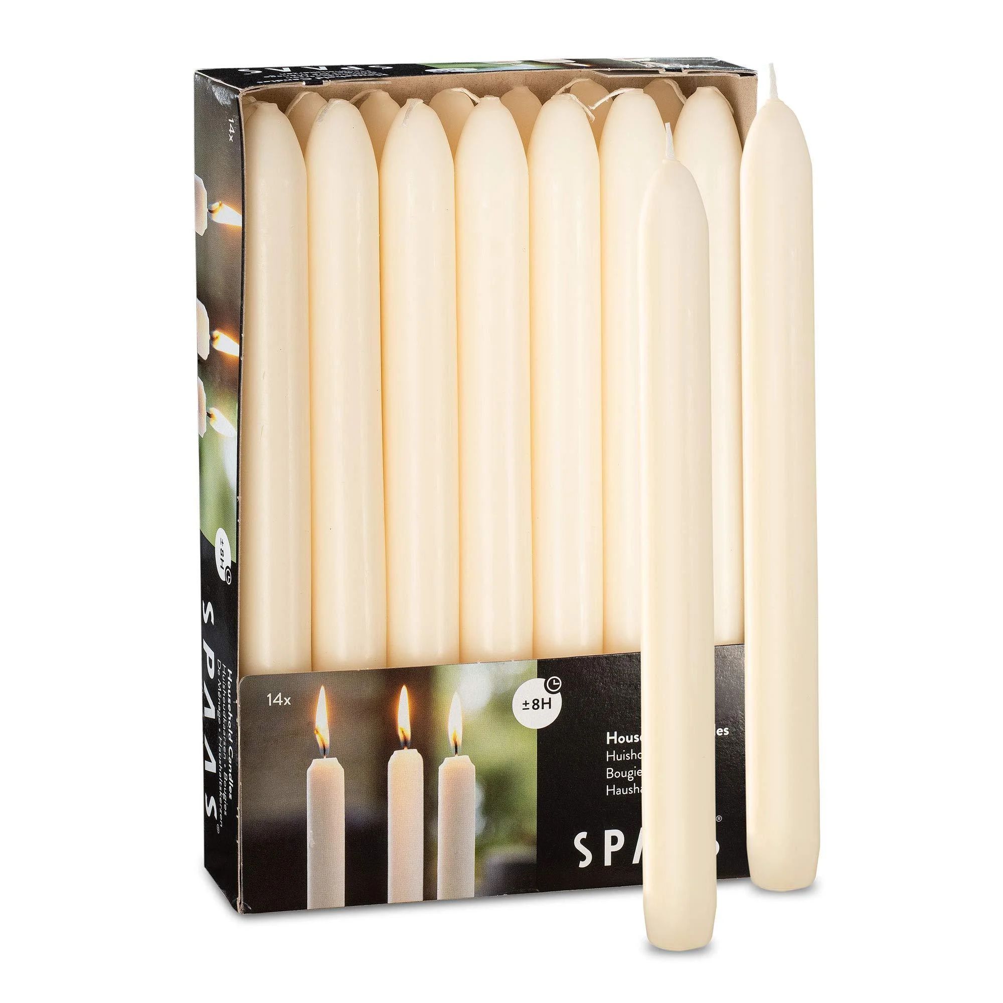 Tribello Ivory Taper Candles, 14 Pack, 9" Unscented Ivory Candlesticks for Home Decoration, Weddi... | Walmart (US)