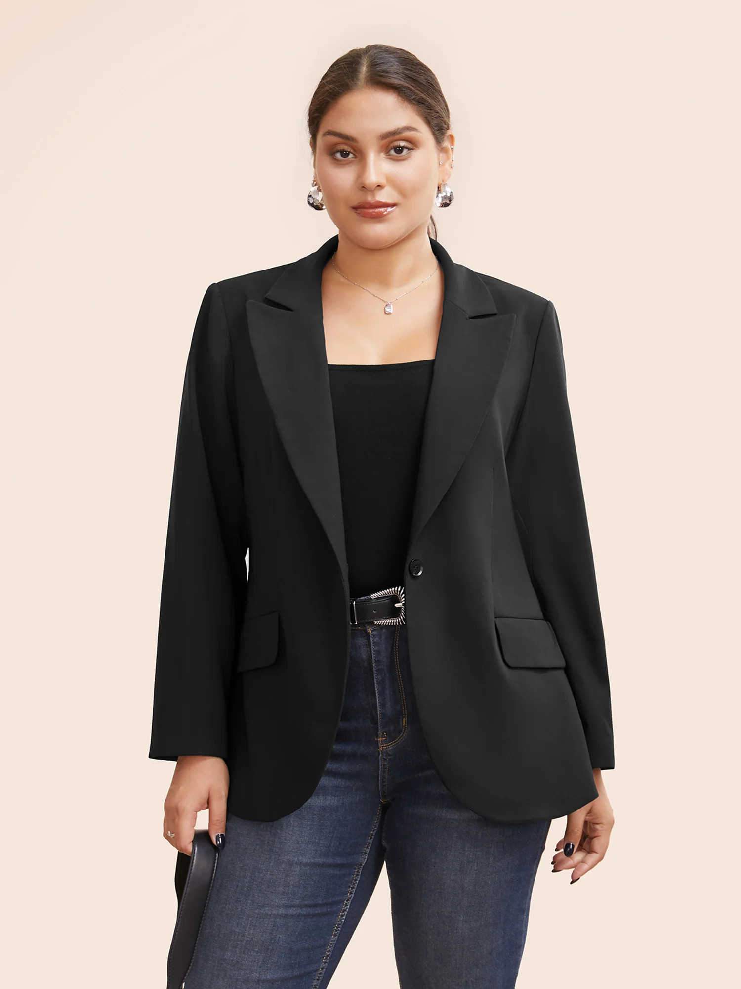 Stretch Woven Pocket Slim-Fit Blazer | Bloomchic